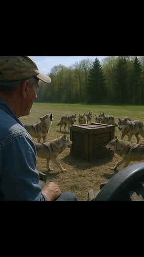 A Farmer Saw Wolves Circling a Wooden Crate in His Field! What He Discovered Inside Changed Everything...😲...The wind carried a strange stillness across the open fields, the kind that makes even the most seasoned farmers pause mid-step. Jack had driven his tractor down the same path countless times before, the soil and seasons as familiar to him as the lines on his own hands. Yet that morning felt… different. The air was sharp, alive, and every bird call seemed sharper, every rustle in the wood