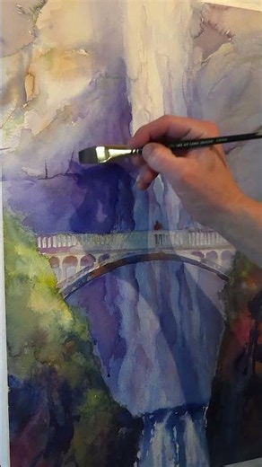 Painting Multnomah Falls in Watercolor by Painting Around the Water - Quick Waterfall Painting Demo