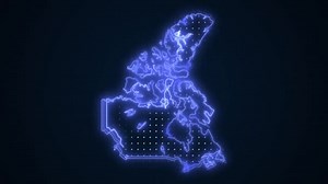 Neon Blue Canada Map Borders Outline Loop Background Neon Blue