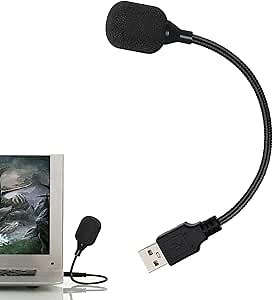Blapsuro Mini USB Microphone for Laptop and Desktop Computer,Plug&Play,with Adjustable Gooseneck,Compatible with PC&Mac,Portable Condenser Mic for Online Class,Remote Work,Gaming,Podcasting(Black)