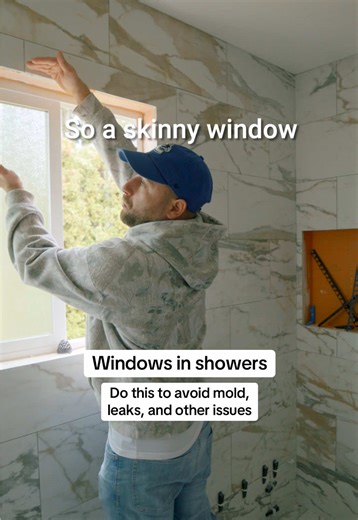 If you’re putting in a window in your shower, we’d recommend placing it above the splash zone. Windows in showers are prone to moisture related issues. In this shower remodel, we’re replacing the current window with a picture window to prevent water from building up in the tracks and other crevices. We’ll make sure to do all the proper waterproofing as well. #showerremodel