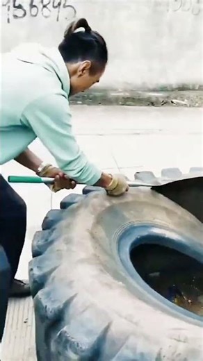 cool technique for recycling used truck tires #shorts