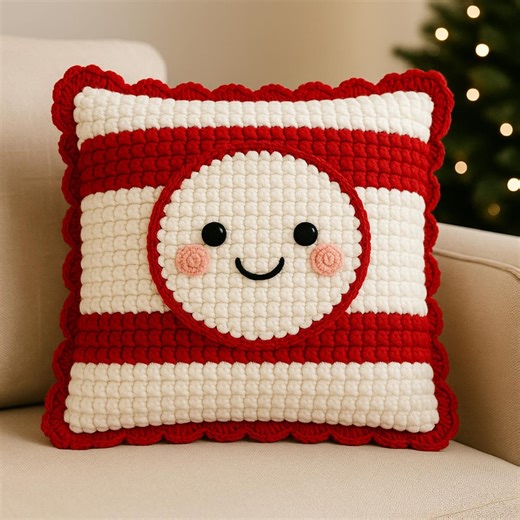 Santa Crochet Pillow Pattern: Red & White Striped Christmas Decor (PDF Pattern) - Etsy UK