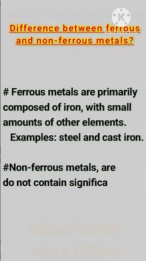 Difference between ferrous and non-ferrous metals #gk #metallurgy #materials