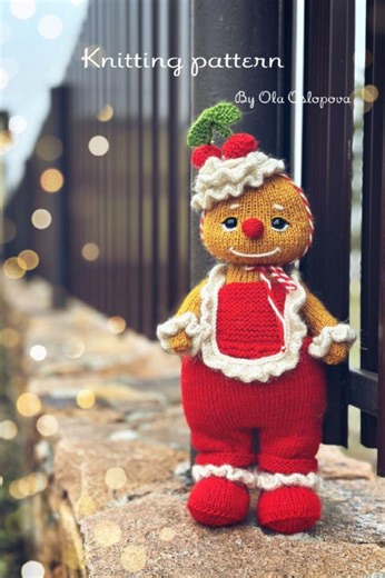 Knitting Pattern Gingerbread Man PDF on 2 NEEDLES - Christmas Gingerbread Toy - Knitting Soft Toy - Festive Knit - Christmas DIY - Etsy
