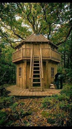 Empty Forest → Survival Tree House | Step-by-Step Build #Shorts