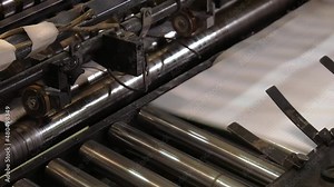 Automatic line for the production of notebooks. Production of printing products, printed works, full-size printing. Stages in the production line of the notebook factory. Stock Video