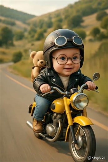 Baby Rides Motorcycle with Cute Mouse Passenger! 🐭💨