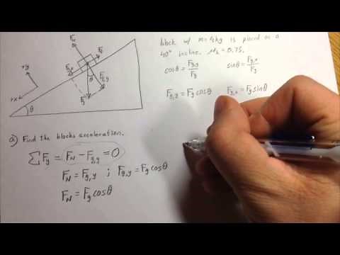 Forces: Block Sliding Down Ramp, With Friction, Part 1/2