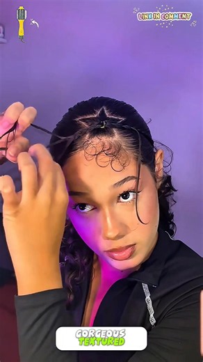 Viral Star Parting Slicked High Bun Tutorial on Curly Hair. #hairhacks #hairinspo #curlyhair