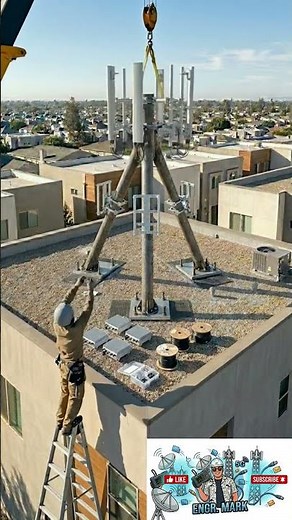 5G Rooftop Antenna Installation: Full Construction Walkthrough #telecommunications #construction