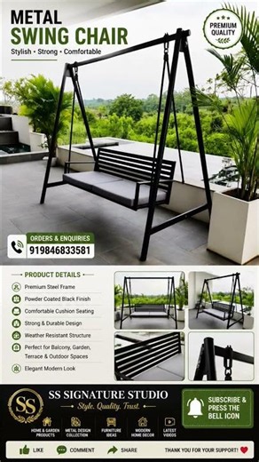 🪑 Modern Metal Swing Chair | Premium Garden & Balcony Swing | SS Signature Studio