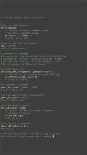 function parameters #python #showcase