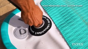 INTEX AquaQuest Inflatable Paddle Board Series: Includes Adjustable Paddle and High Pressure Pump – Tri-Fin Design – Slip-Resistant EVA Pad – Storage Rope – Drop Stitch Core