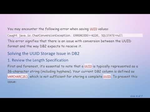Resolving UUID Storage Issues in DB2