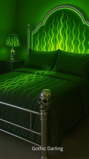 would be cool to sleep in one of these light-up flame skull beds | Gothic Darling