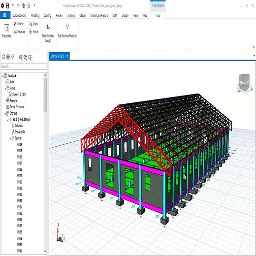 Reinforce Concrete Workshop Building Design with 20 Meter Span Steel Roof Truss in Protastructure