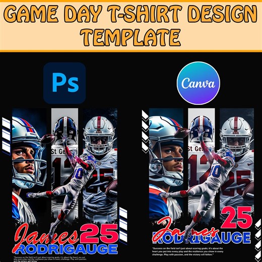 Football Game Day T Shirt Template, Football T Shirt Design, Photoshop & Canva Editable T Shirt Design Template, Perfect for Sublimation - Etsy