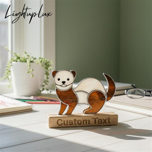Ferret Stained Glass Desk Decor, Handmade Cute Animal Art for Cozy Room Accent, Adorable Gift for Small Pet Lovers - Etsy