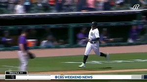 MAKING HISTORY: Tigers star Miguel Cabrera delivered the 3,000th hit of his decorated career Saturday, becoming the 33rd major leaguer to reach the mark and the first player from Venezuela to accomplish the feat. cbsn.ws/3vDYKrk | CBS Evening News
