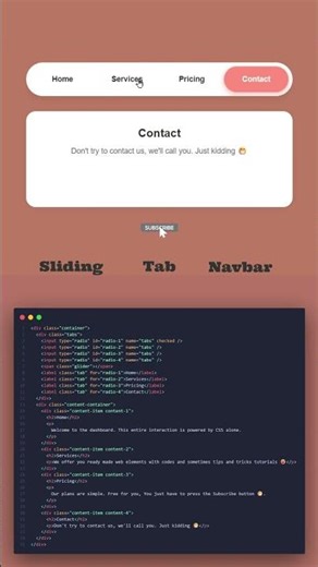 🤯Build a Smooth CSS-Only Sliding Tab Menu Bar (No JavaScript!) | #html #css #cssanimation