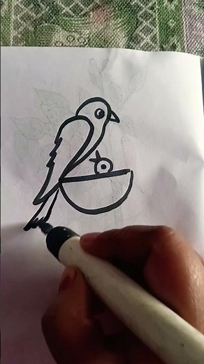 # how to draw a bird with nest #