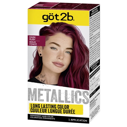 got2b Metallics Permanent Hair Dye, M68 Dark Ruby, Hair Color for Women & Men, 1 Kit
