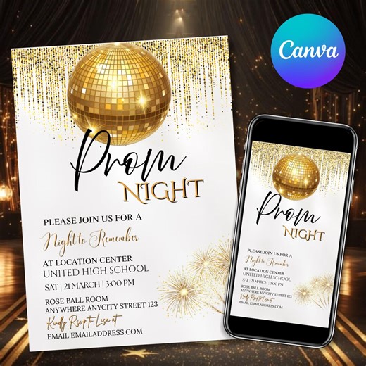 Prom Night Invite, Boys & Girls Party Invitation, Send off Party, Themed Party, High School, Digital Download, Editable Canva Template - Etsy