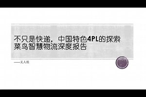 不只是快递，中国特色4PL的探索—菜鸟智慧物流深度报告