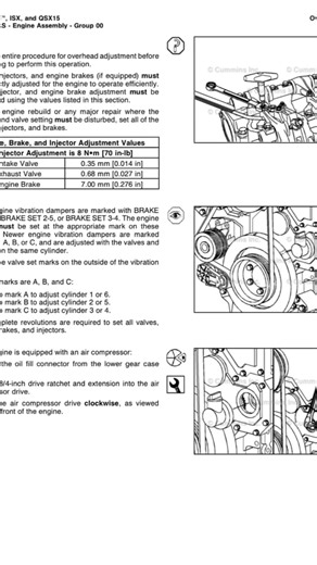 CUMMINS ISX manual procedures VALVE ADJUSTMENT #viral #cummins