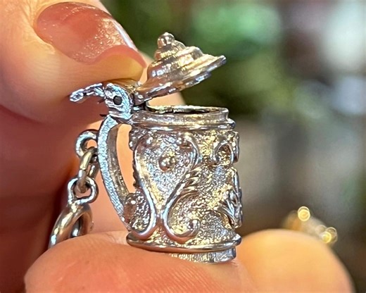 Vintage Monet Mechanical Beer Stein Charm Silver Tone Opening Tankard - Etsy