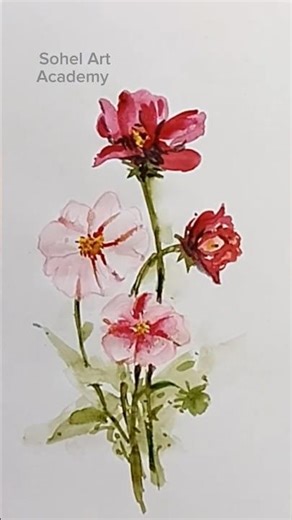 How to draw a flower watercolor painting step by step