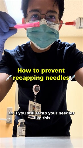 Aaron the RN on Instagram: "🚫 Why You Should Never Recap a Needle 🚫 • Increases risk of needlestick injuries – even through gloves • Can expose you to HIV, Hepatitis B & C • Goes against CDC and OSHA safety guidelines • Leads to emergency visits, testing, and stress • Can delay patient care and affect your workflow • Might result in long-term health or legal issues ✅ Safer Alternative: • Leave the needle in the vial until ready to give • Use needleless systems if available • Dispose of used ne