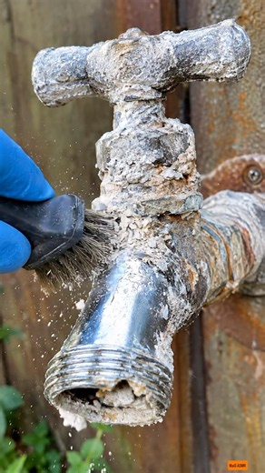 Outdoor Tap Deep Cleaning Transformation #GardenFaucetClean #WireBrushCleaning #OutdoorTapRestore