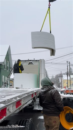 Loading 3d printed concrete walls in Manchester, New Hampshire. Madco3d, powered by TAM, extruding Sika. | Madco3d LLC