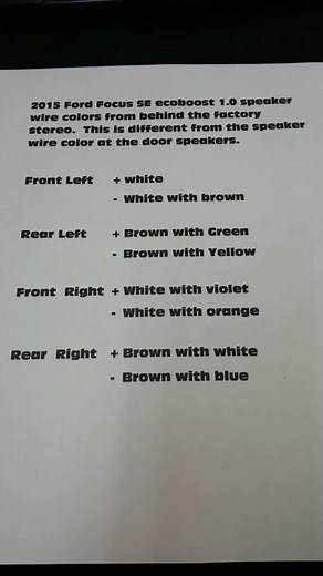 Ford Focus stereo wire colors