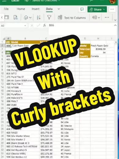 VLOOKUP function with curly brackets in Excel | How do I do a VLOOKUP with multiple columns at the same time? - Excel Tips and Tricks Discover how to use VLOOKUP function with curly brackets in Excel. It is essentially vlookup formula with curly brackets. I will also answer what does curly brackets mean in Excel formula? VLOOKUP is one of the most widely used functions in Excel. It enables users to search for a specific value in a table and retrieve data from a corresponding column. However, in 