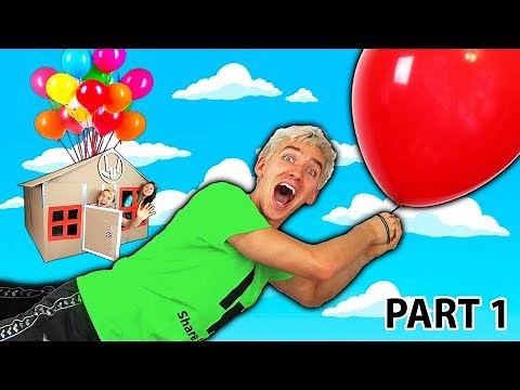 FLOATING BOX FORT WITH GIANT BALLOONS!! (PART 1)