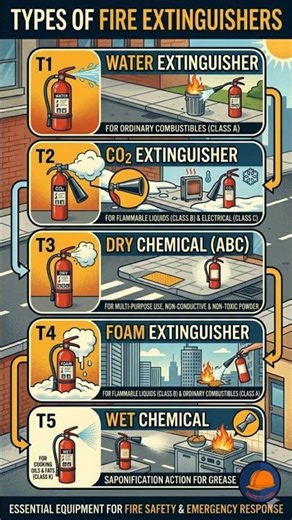 Fire Extinguishers 101: 5 Types in 60sec #FireExtinguishers #YouTubeShorts #FireSafety #SafetyTips