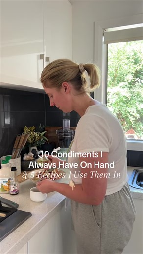 10 Condiments I always have on hand & 5 recipes to make with them👇🏼 I love cooking with simple ingredients and changing the flavour profile using different herbs, spices and sauces. It makes meal planning easy and also pivoting. If you just don’t feel like what you had planned that night you can then say turn a Mediterranean dish into an Asian stir fry just from using different staples. This is my condiment list and I’ll be sharing herbs, spices and general staples in other posts 💕 1. Tamari 
