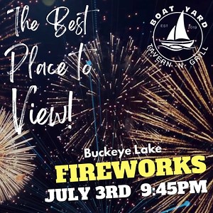 Watch the Buckeye Lake fireworks here tonight! The fireworks will be launched directly across the lake from the Boatyard at 9:45PM! We have live music all day with Randy Goin from 2-5PM and Players Club from 6-11PM. #BuckeyeLakeFireworks #July4thCelebration | Boatyard at Buckeye Lake | Facebook