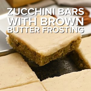 Recipe here: https://therecipecritic.com/zucchini-bars-brown-butter-frosting/ Zucchini Bars with Brown Butter Frosting are so deliciously moist and absolutely heavenly. This is one of the best ways to use up those extra summer zucchini! | Tried and True Recipes