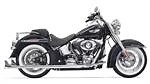 Chrome True Duals w/33 in. Long Fishtail Mufflers For Softail- 1S16E-33 '89-'06