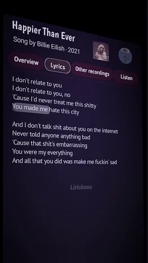 Happier Than Ever Lyrics by Billie Eilish