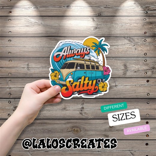 Vintage Camper Van Always Salty Vinyl Sticker Weather-resistant Camper Decal Water Bottle Computer Car Stickers - Etsy