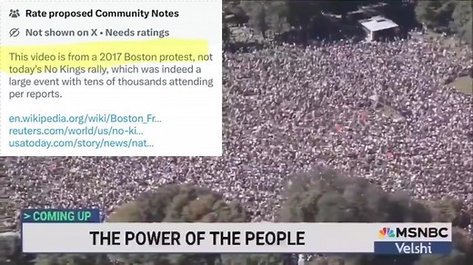 #MSNBC purposefully aired video from a 2017 Boston protest as Saturday's #NoKings flop. | David Anthony Gibson