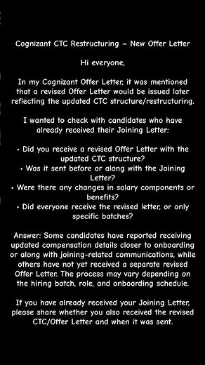 Cognizant CTC Restructuring – New Offer Letter