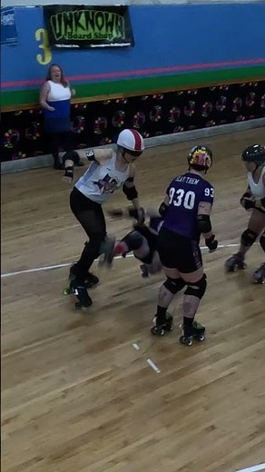 Roller Derby Big Hit Sends Jammer Flying