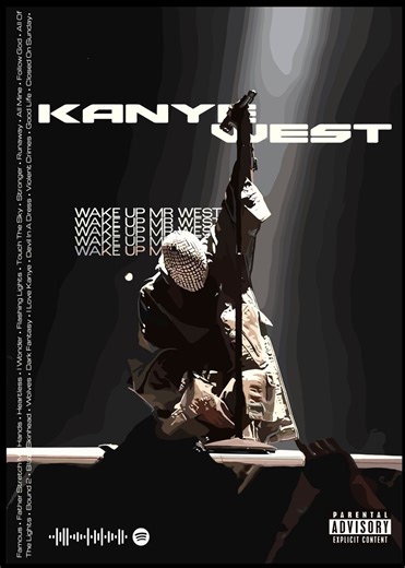 'Kanye West Rapper Music' Poster, picture, metal print, paint by Elg Production | Displate