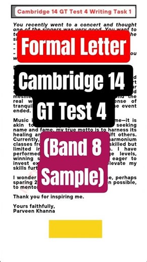 Formal Letter (Cambridge 14 GT Test 4) (Band 8 Sample) #ieltswriting #cambridge14 #ieltsgttask1